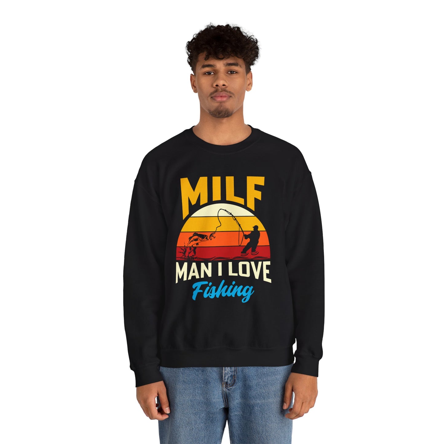MILF Man I Love Fishing Crewneck Sweatshirt - Unisex Vintage Fishing Apparel