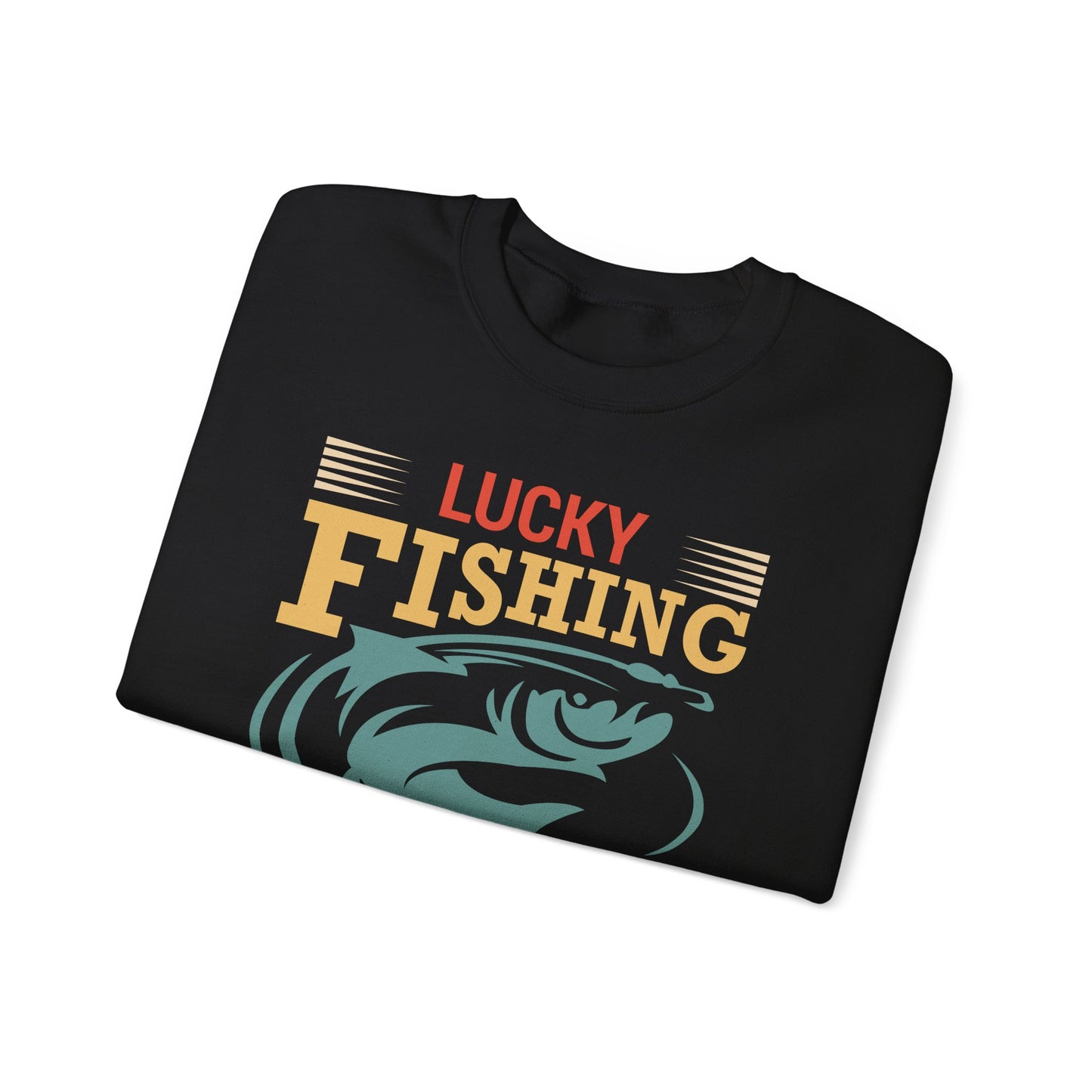 Lucky Fishing Crewneck Sweatshirt - Perfect Gift for Anglers