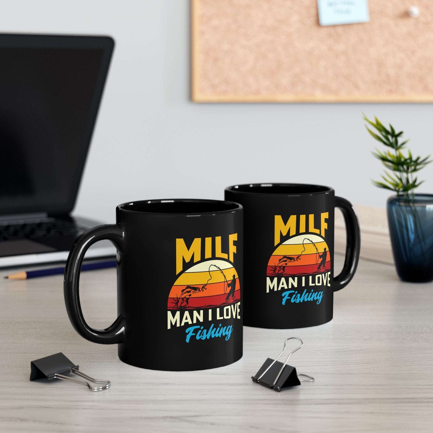 Funny Fishing Black Mug - MILF: Man I Love Fishing - Perfect Gift for Anglers