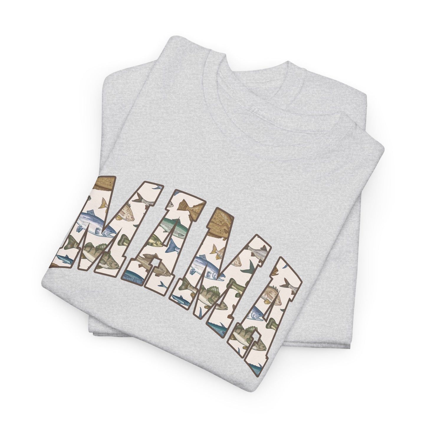 MAMA Fishing Design - Perfect for Everyday Wear & Gifts - Casual Unisex Heavy Cotton Tee with Camo