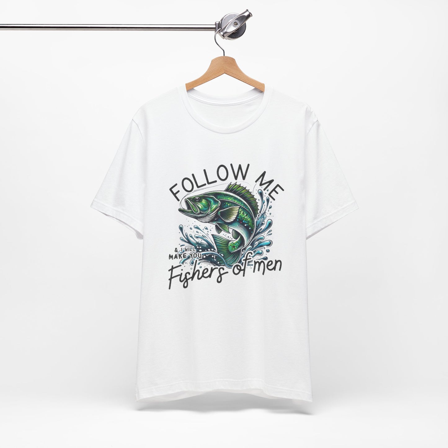Fishing Enthusiast Tee - 'Follow Me Fishers of Men' Short Sleeve Unisex Jersey Shirt