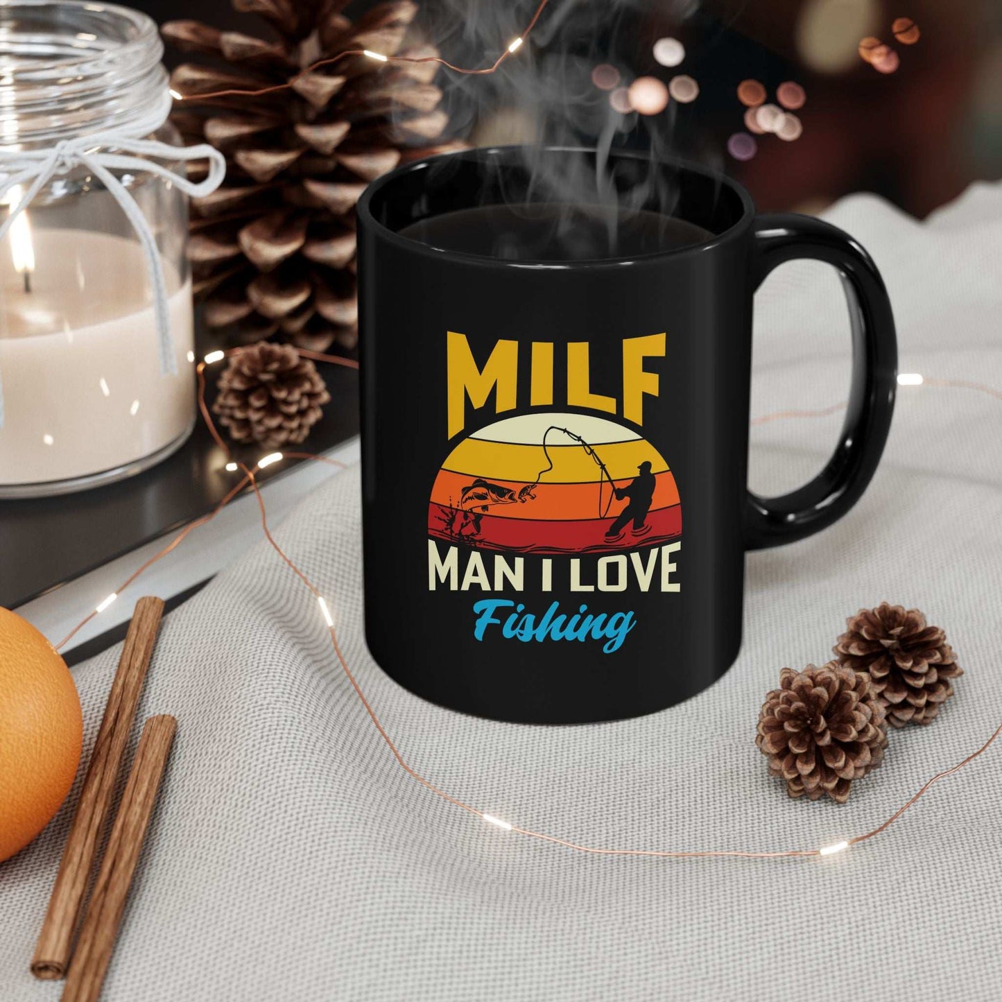 Funny Fishing Black Mug - MILF: Man I Love Fishing - Perfect Gift for Anglers
