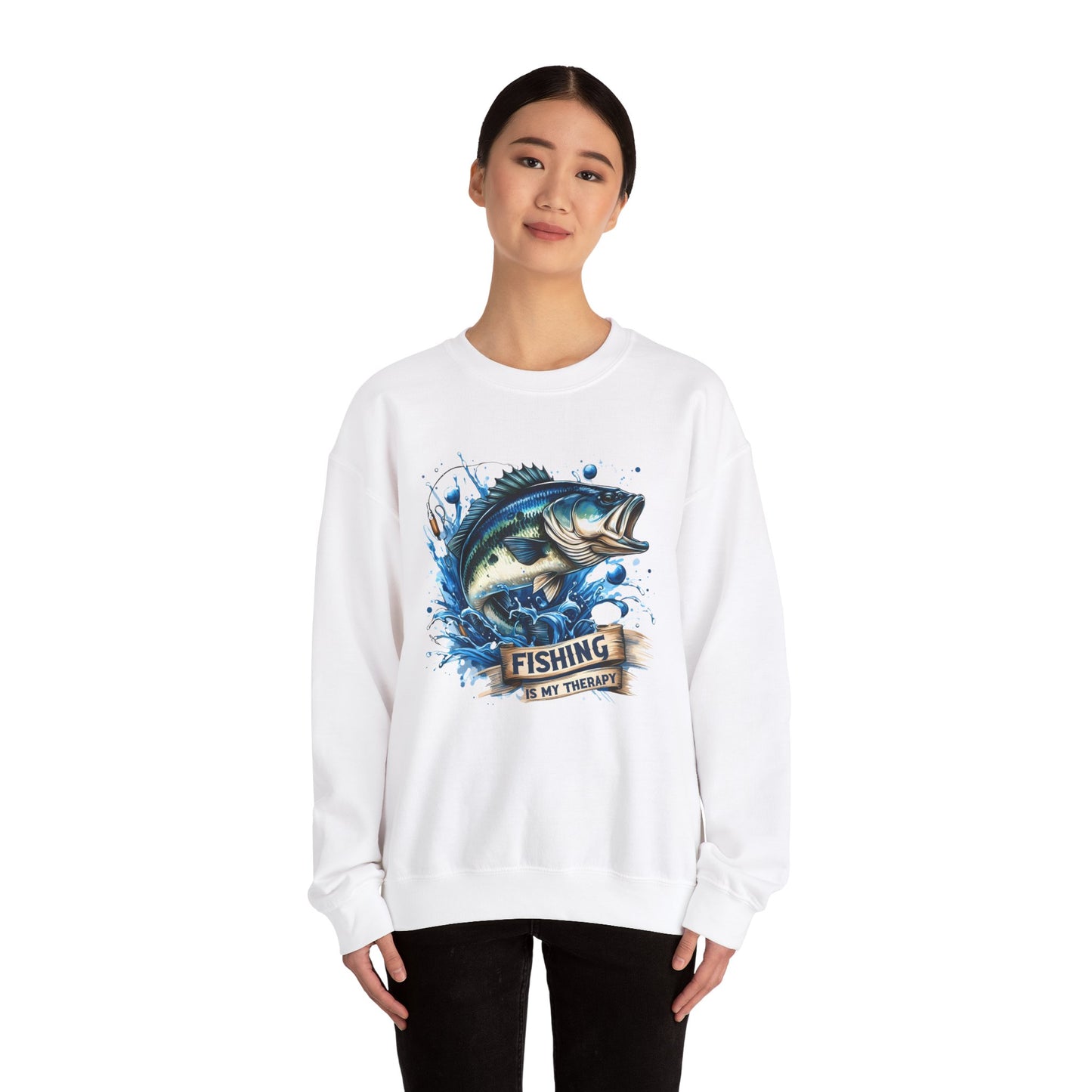 Fishing Therapy Crewneck Sweatshirt - Perfect for Anglers & Fish Lovers