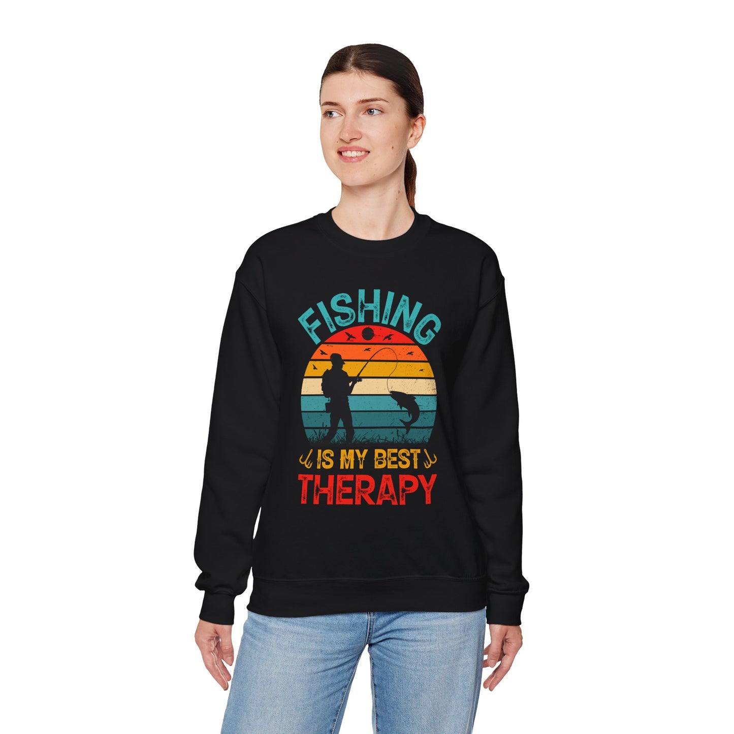 Fishing Is My Best Therapy Crewneck Sweatshirt - Unisex Heavy Blend™