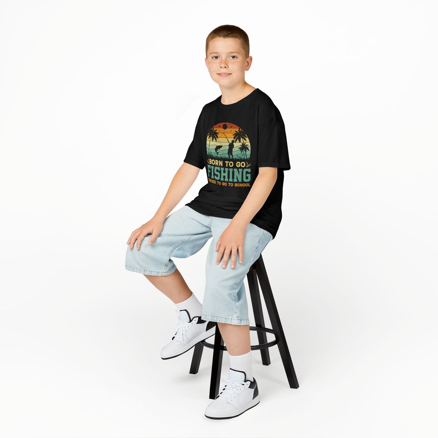 Kids Fishing Tee - Born to Go Fishing Forced to Go to School