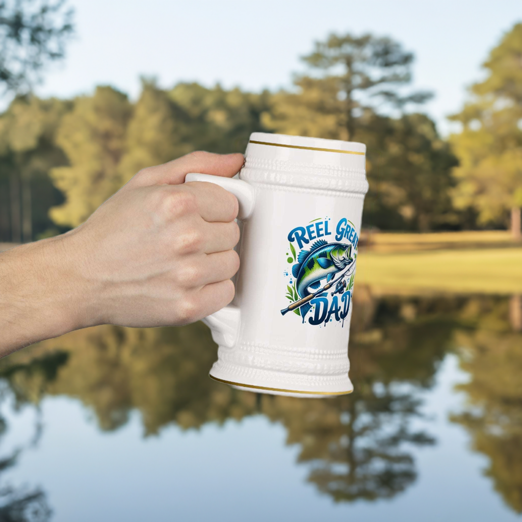 Fishing Dad Beer Stein Mug - Perfect Gift for Father's Day, Fishermen, and Beer Lovers