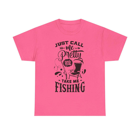 Just Call Me Pretty Fishing Tee - Unisex Heavy Cotton Shirt for Outdoor Enthusiasts
