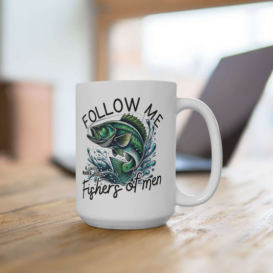 Follow Me Fishing Mug 15oz - Perfect Gift for Anglers and Fishing Enthusiasts