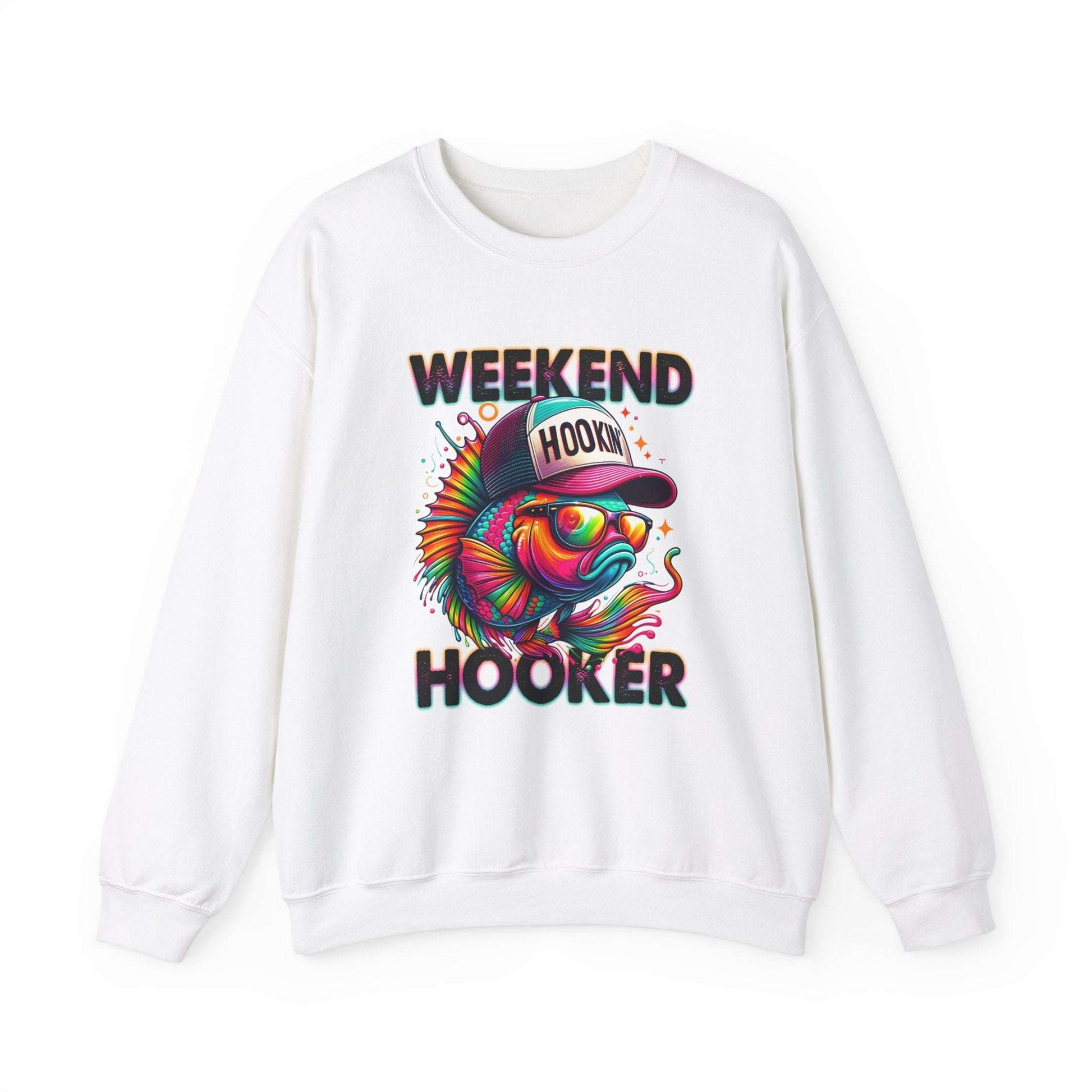 Weekend Hooker Graphic Crewneck Sweatshirt | Fun Unisex Sweatshirt for Fishing Enthusiasts