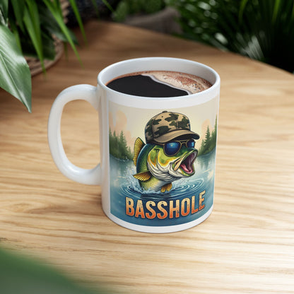 Fun Fishing Mug - 'BASSHOLE' Design - Great for Anglers
