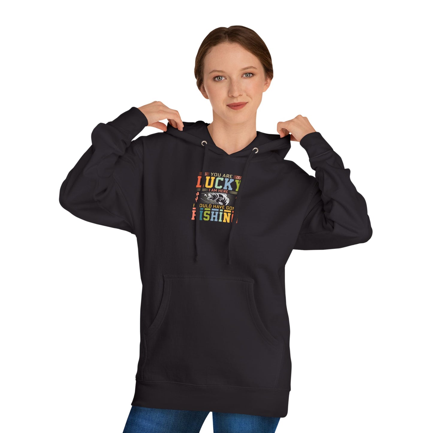 Lucky Fishing Unisex Hooded Sweatshirt – Perfect Gift for Anglers & Outdoor Enthusiasts