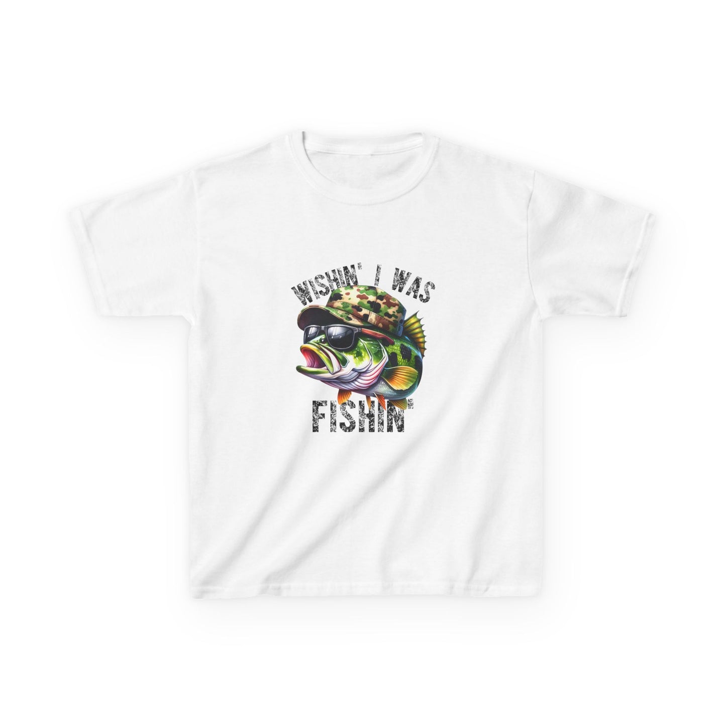 Kids Heavy Cotton™ Tee Wishin I Was Fishin