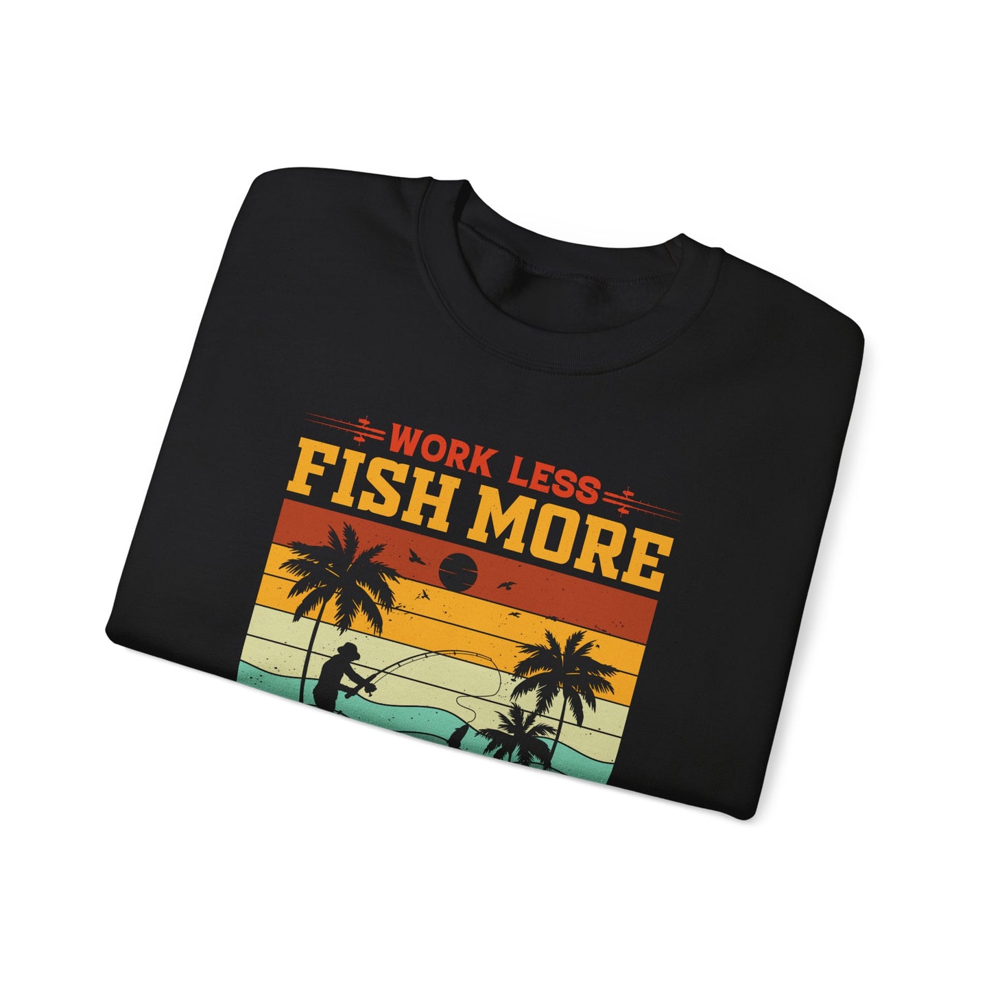Fishing Club Crewneck Sweatshirt - Work Less Fish More Design