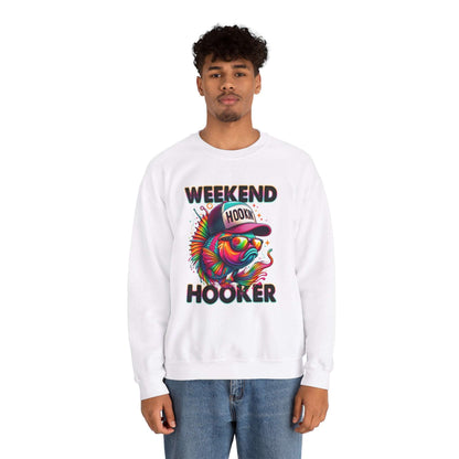 Weekend Hooker Graphic Crewneck Sweatshirt | Fun Unisex Sweatshirt for Fishing Enthusiasts