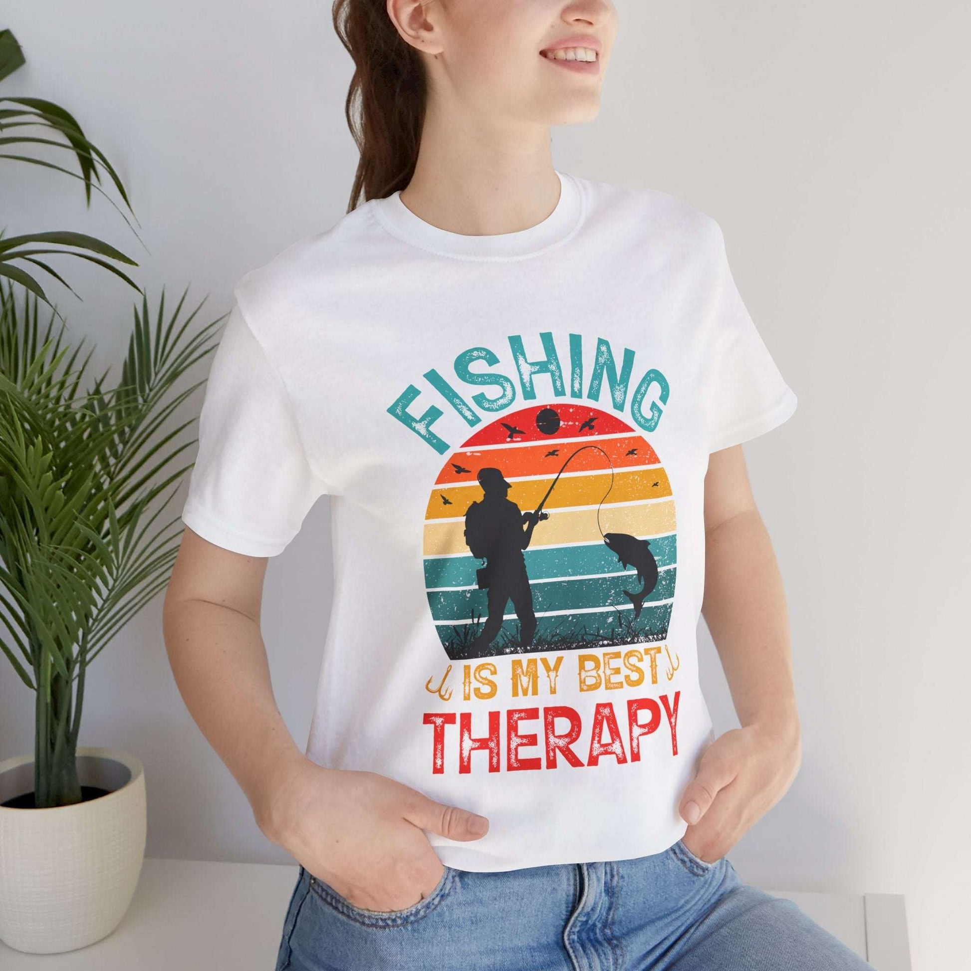 Fishing Is My Best Therapy Unisex Jersey Tee - Perfect for Anglers and Outdoor Enthusiasts