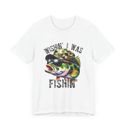 Fishing Enthusiast Unisex Tee - "Wishin' I Was Fishin'" Graphic T-Shirt