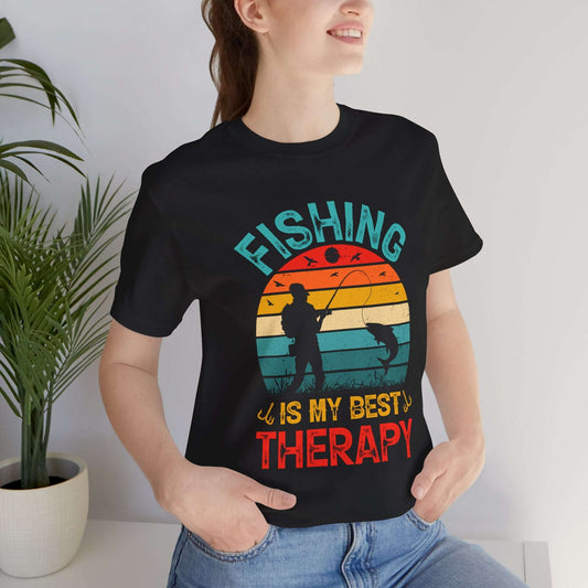 Fishing Is My Best Therapy Unisex Jersey Tee - Perfect for Anglers and Outdoor Enthusiasts