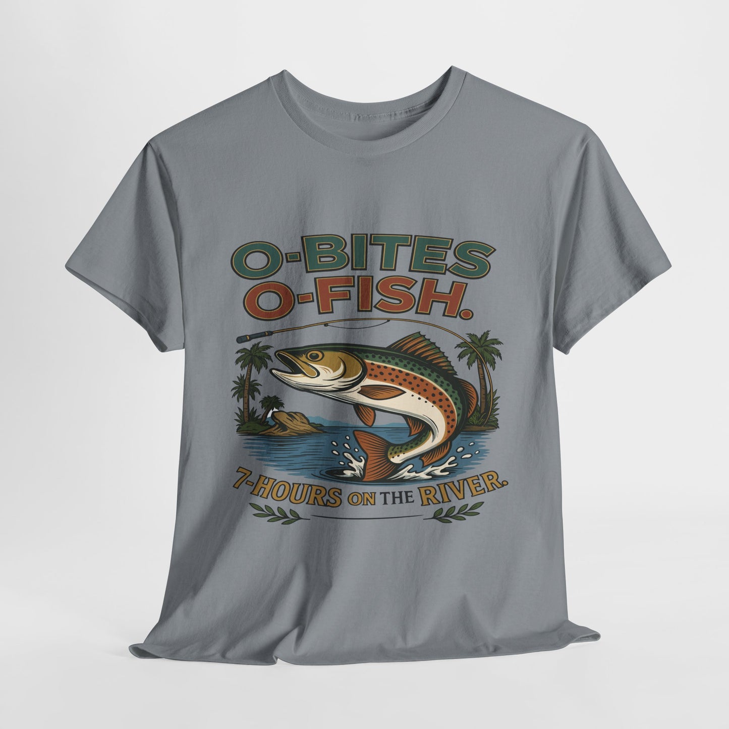 OO7 - O-Bites O-Fish Fishing 7 Hours - Tee - Unisex Heavy Cotton T-Shirt for Outdoor Enthusiasts