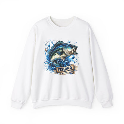Fishing Therapy Crewneck Sweatshirt - Perfect for Anglers & Fish Lovers