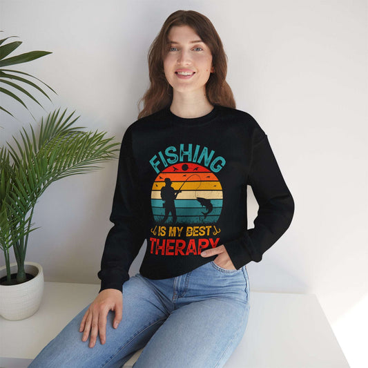 Fishing Is My Best Therapy Crewneck Sweatshirt - Unisex Heavy Blend™