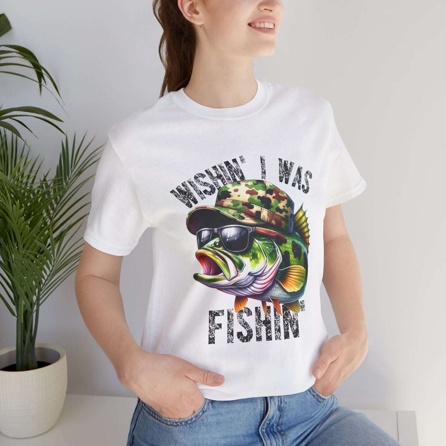Fishing Enthusiast Unisex Tee - "Wishin' I Was Fishin'" Graphic T-Shirt