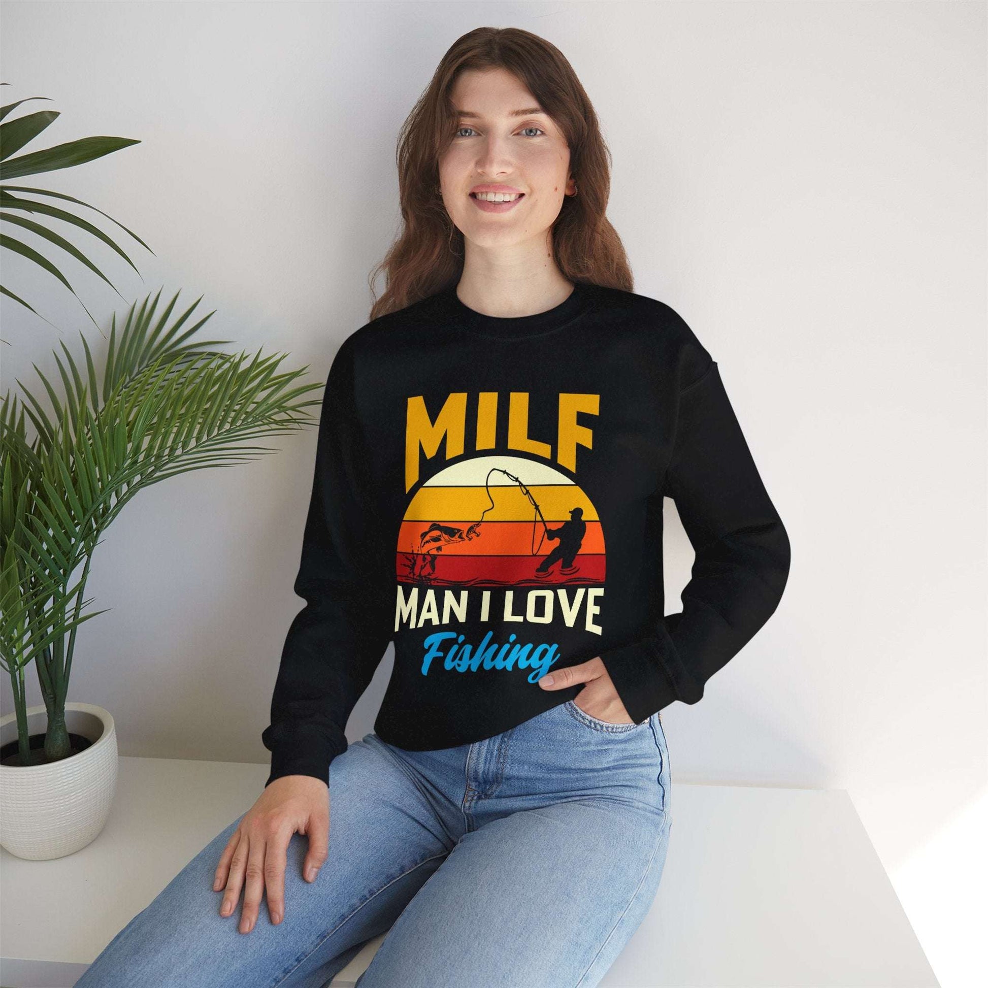 MILF Man I Love Fishing Crewneck Sweatshirt - Unisex Vintage Fishing Apparel