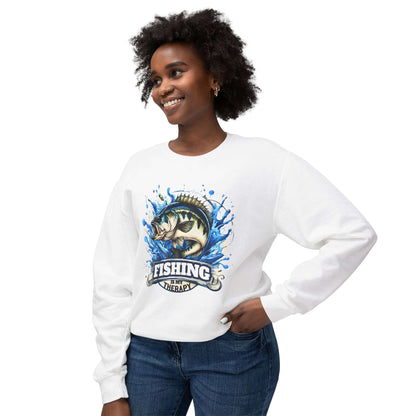 Fishing is My Therapy Unisex Lightweight Crewneck Sweatshirt