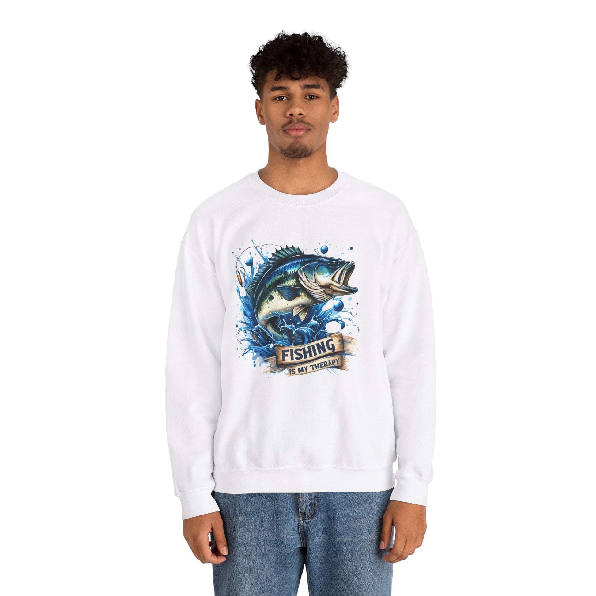 Fishing Therapy Crewneck Sweatshirt - Perfect for Anglers & Fish Lovers