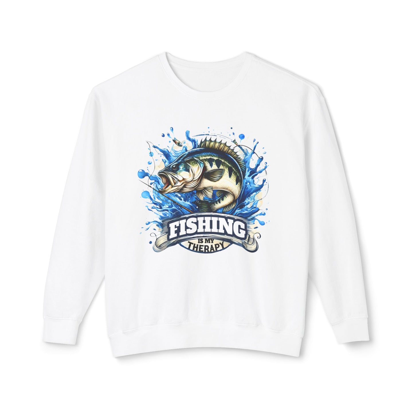 Fishing is My Therapy Unisex Lightweight Crewneck Sweatshirt