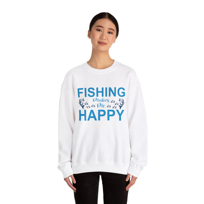 Fishing Makes Me Happy Crewneck Sweatshirt | Unisex Heavy Blend™