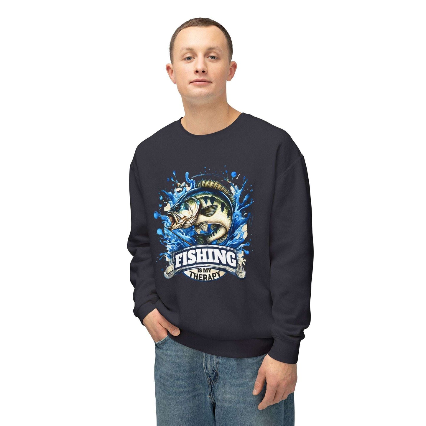 Fishing is My Therapy Unisex Lightweight Crewneck Sweatshirt