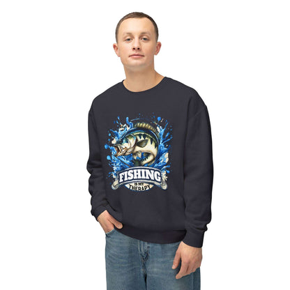 Fishing is My Therapy Unisex Lightweight Crewneck Sweatshirt