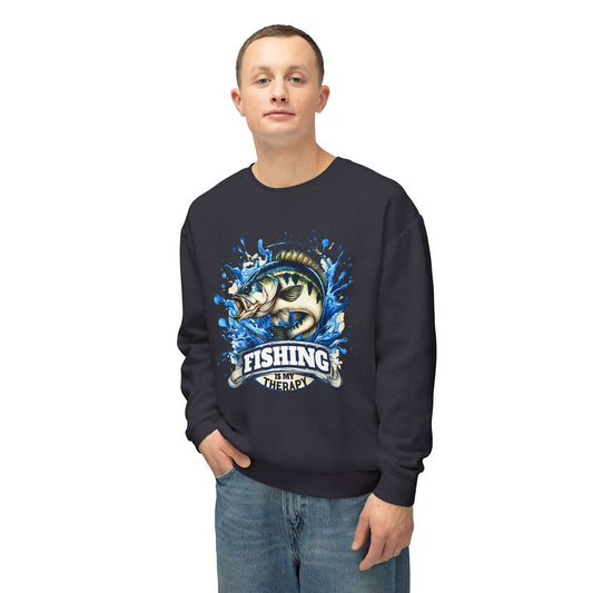 Fishing is My Therapy Unisex Lightweight Crewneck Sweatshirt