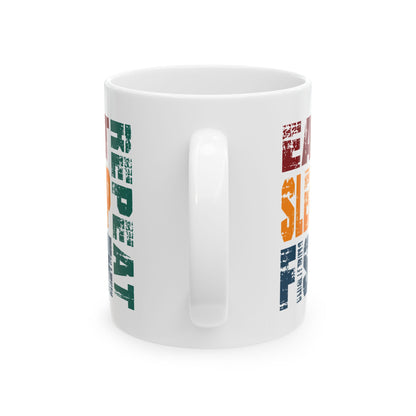 Coffee Lover's Ceramic Mug - "Eat, Sleep, Repeat" - Perfect for Home and Office