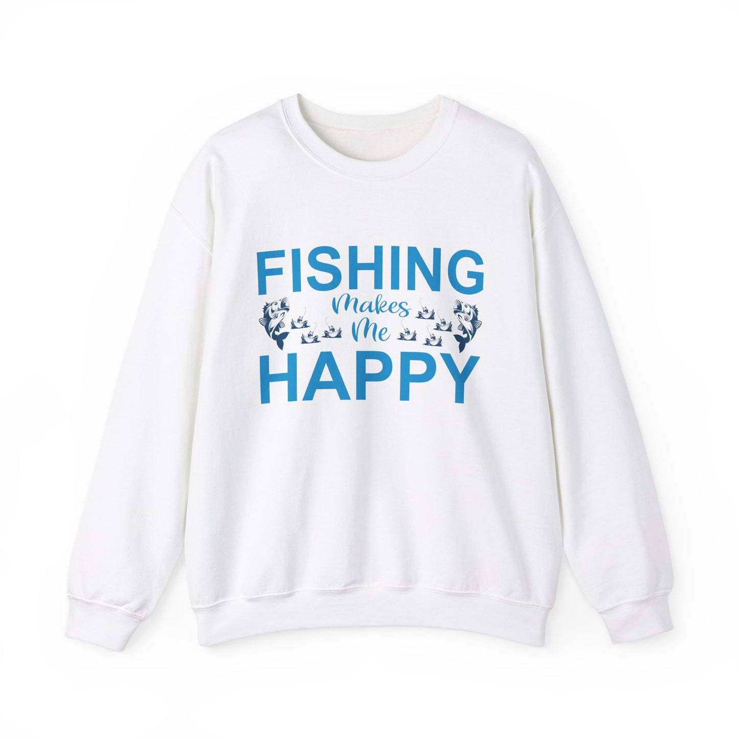 Fishing Makes Me Happy Crewneck Sweatshirt | Unisex Heavy Blend™
