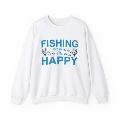 Fishing Makes Me Happy Crewneck Sweatshirt | Unisex Heavy Blend™