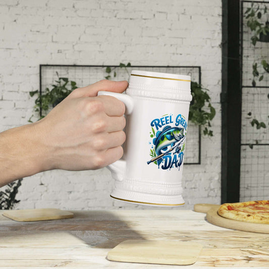 Fishing Dad Beer Stein Mug - Perfect Gift for Father's Day, Fishermen, and Beer Lovers