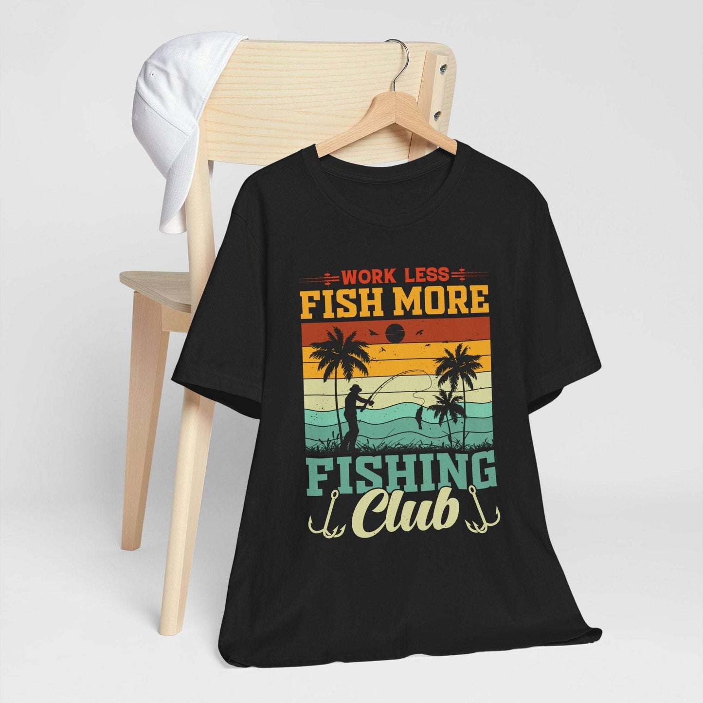 Work Less Fish More Fishing Club Tee - Unisex Jersey Short Sleeve T-Shirt