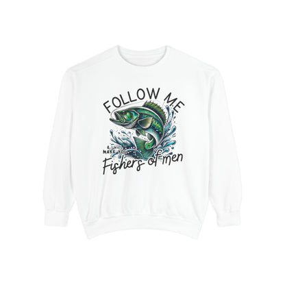 Unisex Garment-Dyed Sweatshirt - "Follow Me Fisher of Men" - Perfect for Anglers and Outdoor Enthusiasts