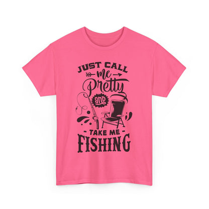 Just Call Me Pretty Fishing Tee - Unisex Heavy Cotton Shirt for Outdoor Enthusiasts