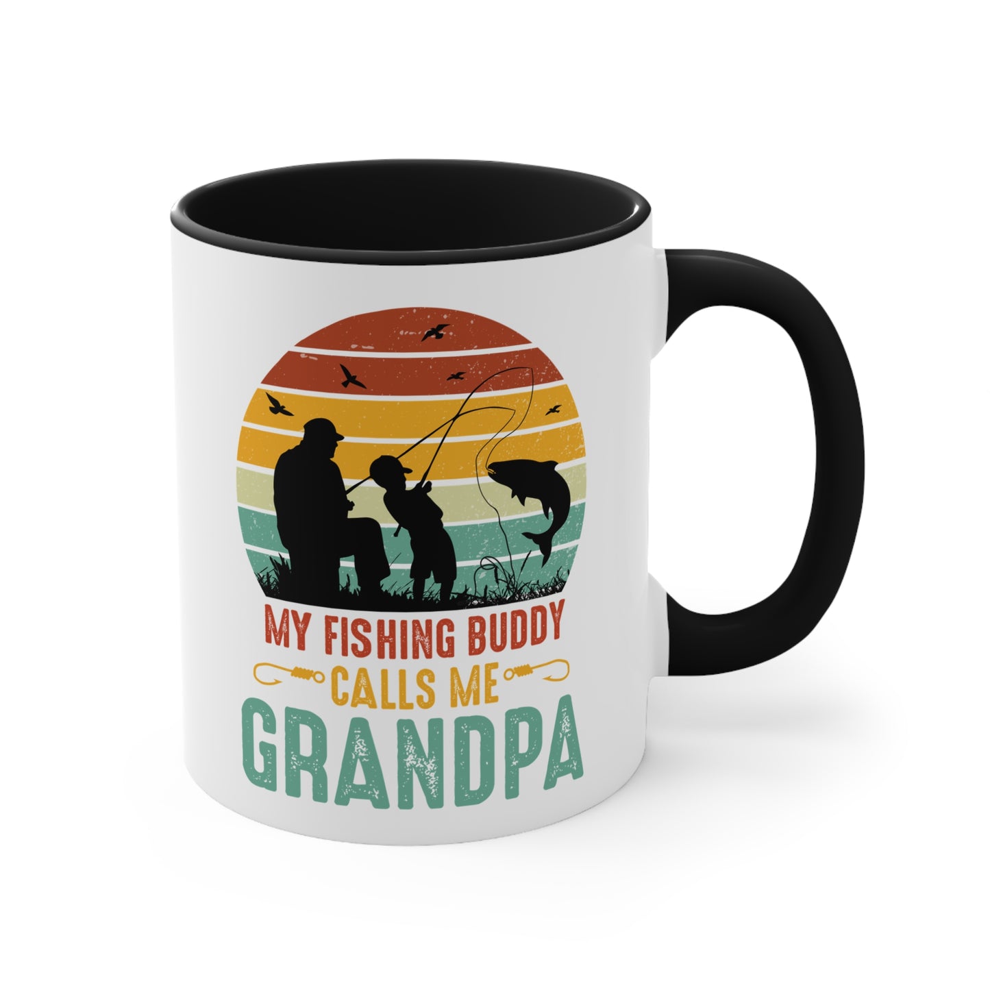 Fishing Grandpa Accent Mug - Perfect Gift for Father's Day & Grandparents' Day