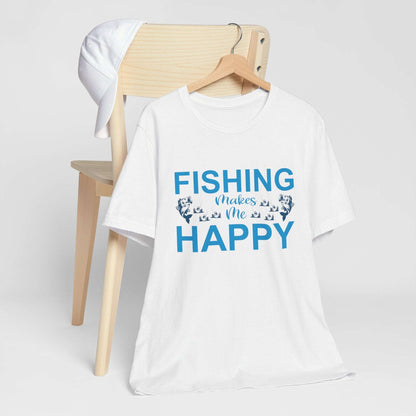 Fishing Makes Me Happy Unisex Jersey Tee - Perfect for Anglers!