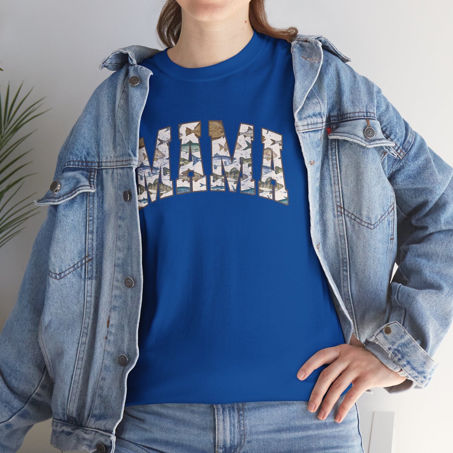 MAMA Fishing Distressed Design - Cool Unisex Heavy Cotton Tee with Casual Comfort for Every Occasion