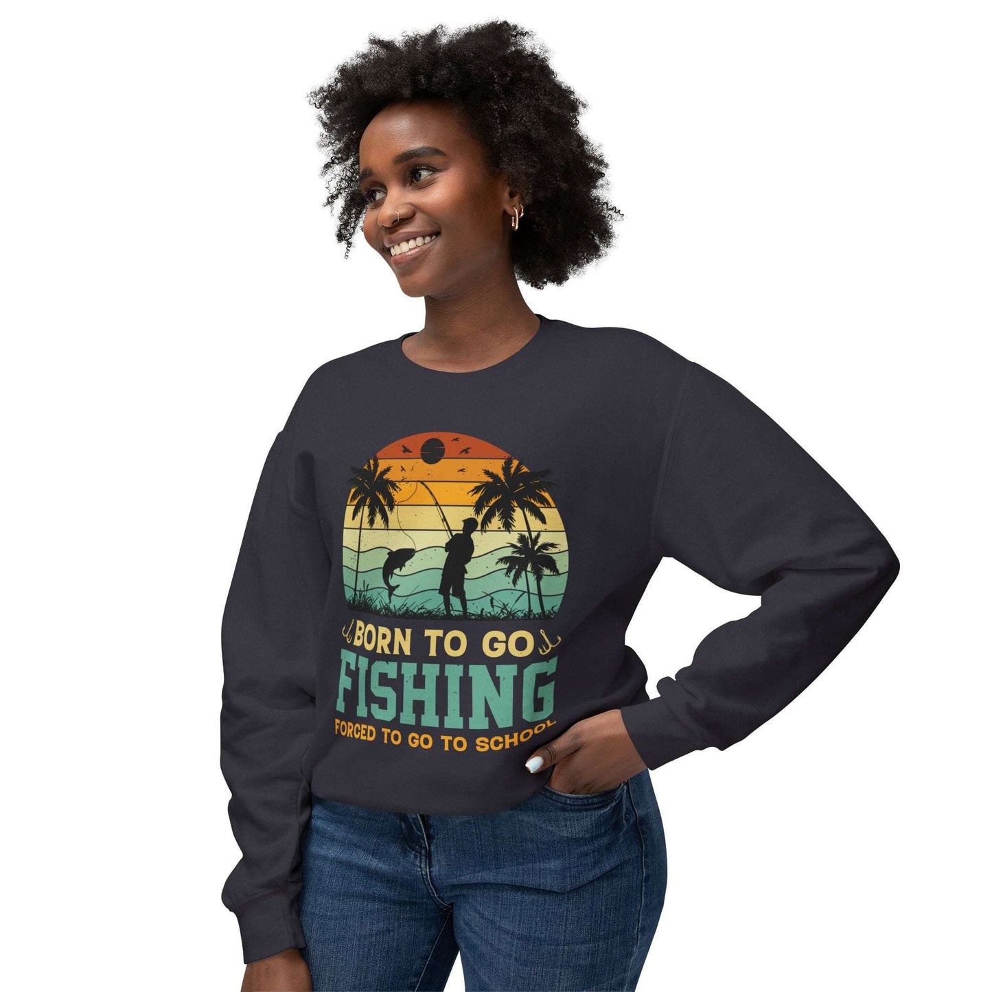 Born to Go Fishing Unisex Crewneck Sweatshirt - Perfect for Fishing Lovers
