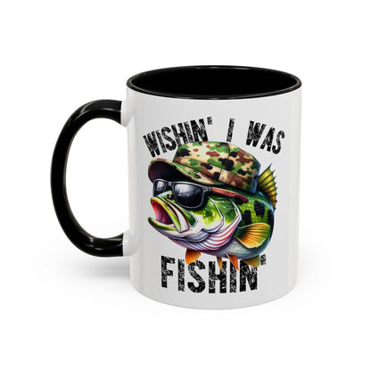Fishing Enthusiast Coffee Mug - "Wishin' I Was Fishin'" Design