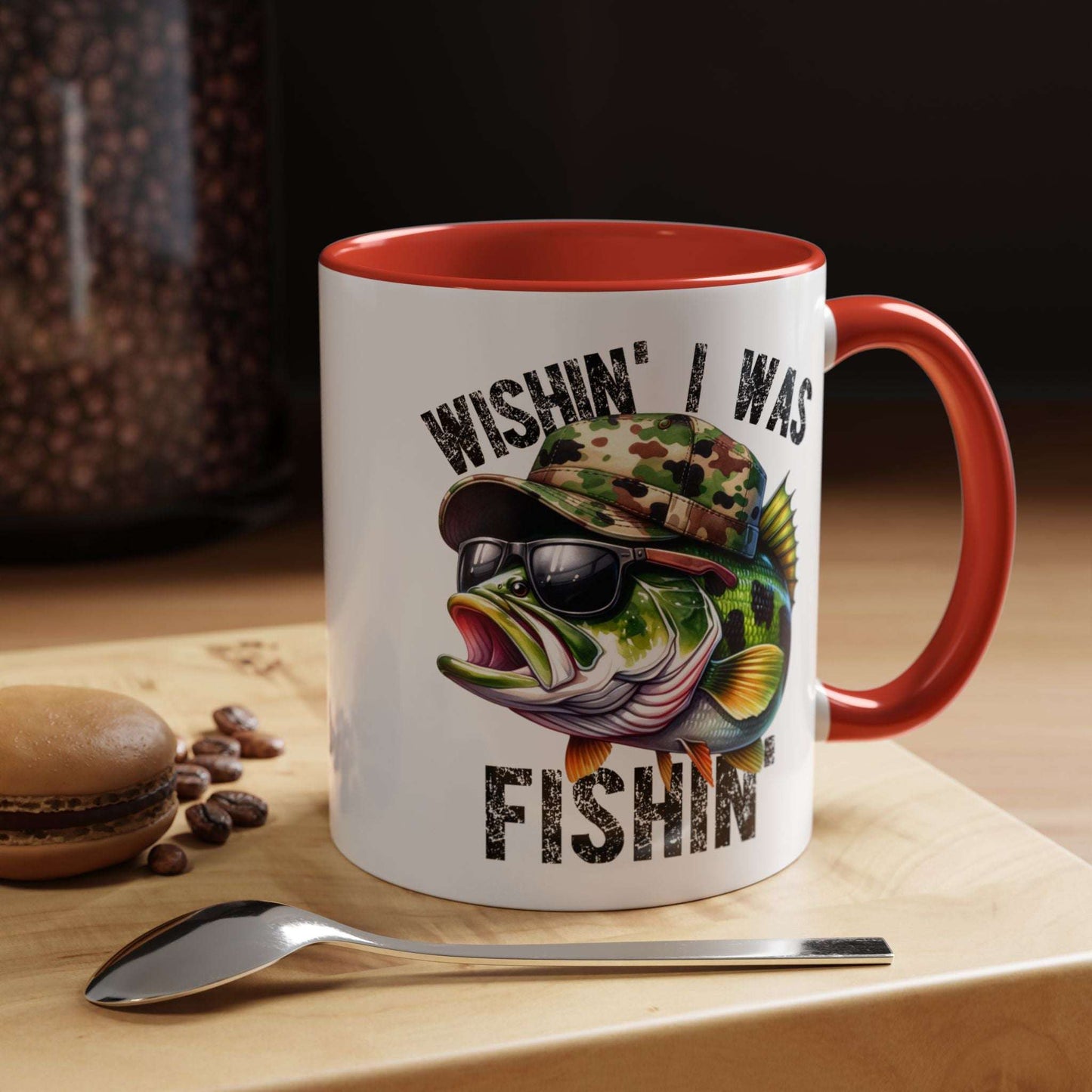 Fishing Enthusiast Coffee Mug - "Wishin' I Was Fishin'" Design