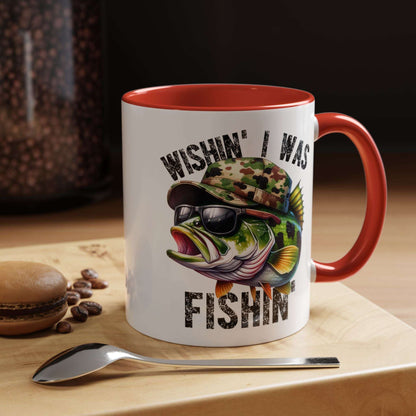 Fishing Enthusiast Coffee Mug - "Wishin' I Was Fishin'" Design