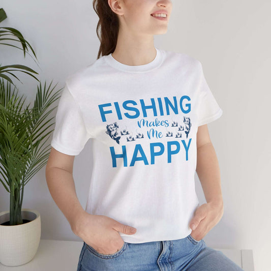 Fishing Makes Me Happy Unisex Jersey Tee - Perfect for Anglers!
