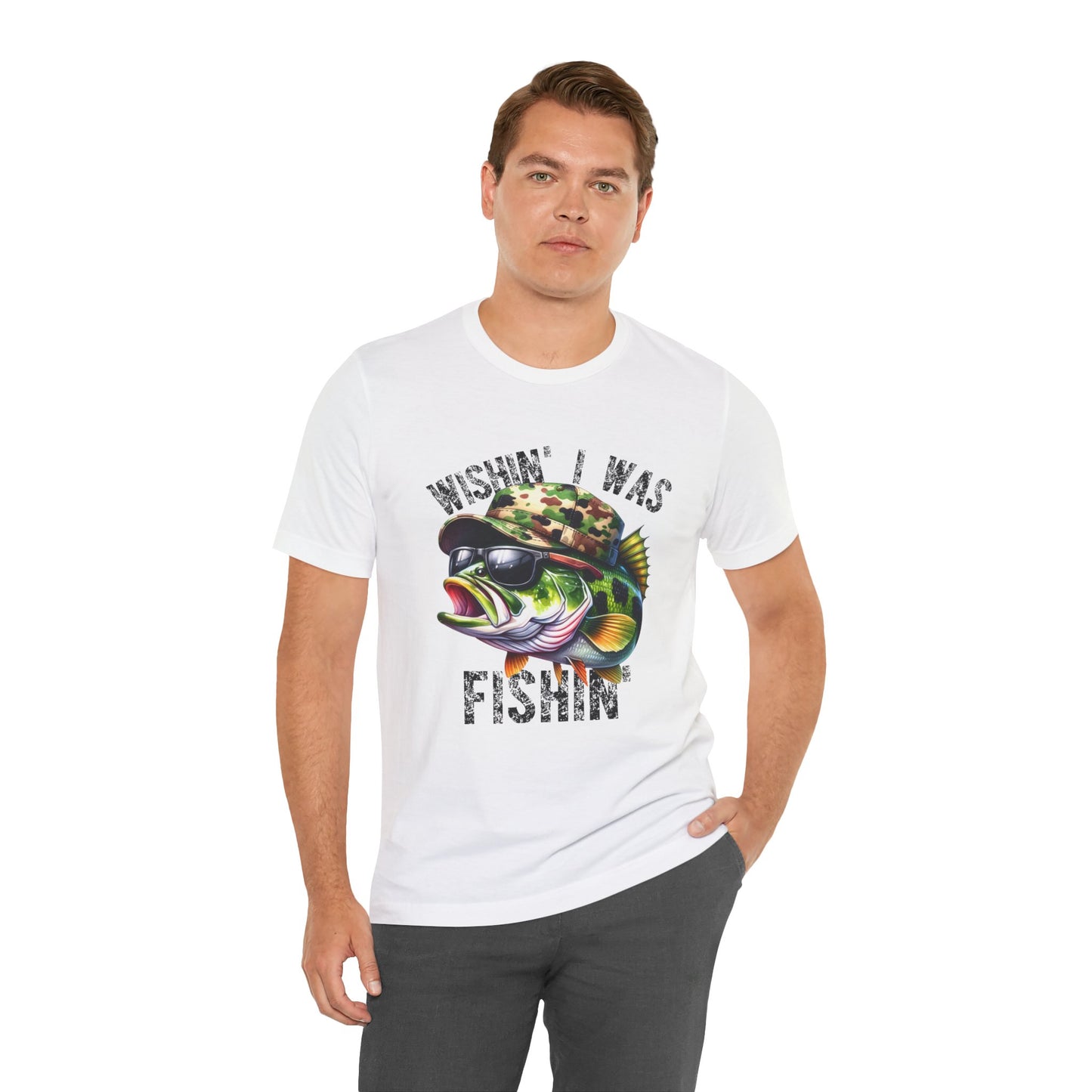Fishing Enthusiast Unisex Tee - "Wishin' I Was Fishin'" Graphic T-Shirt