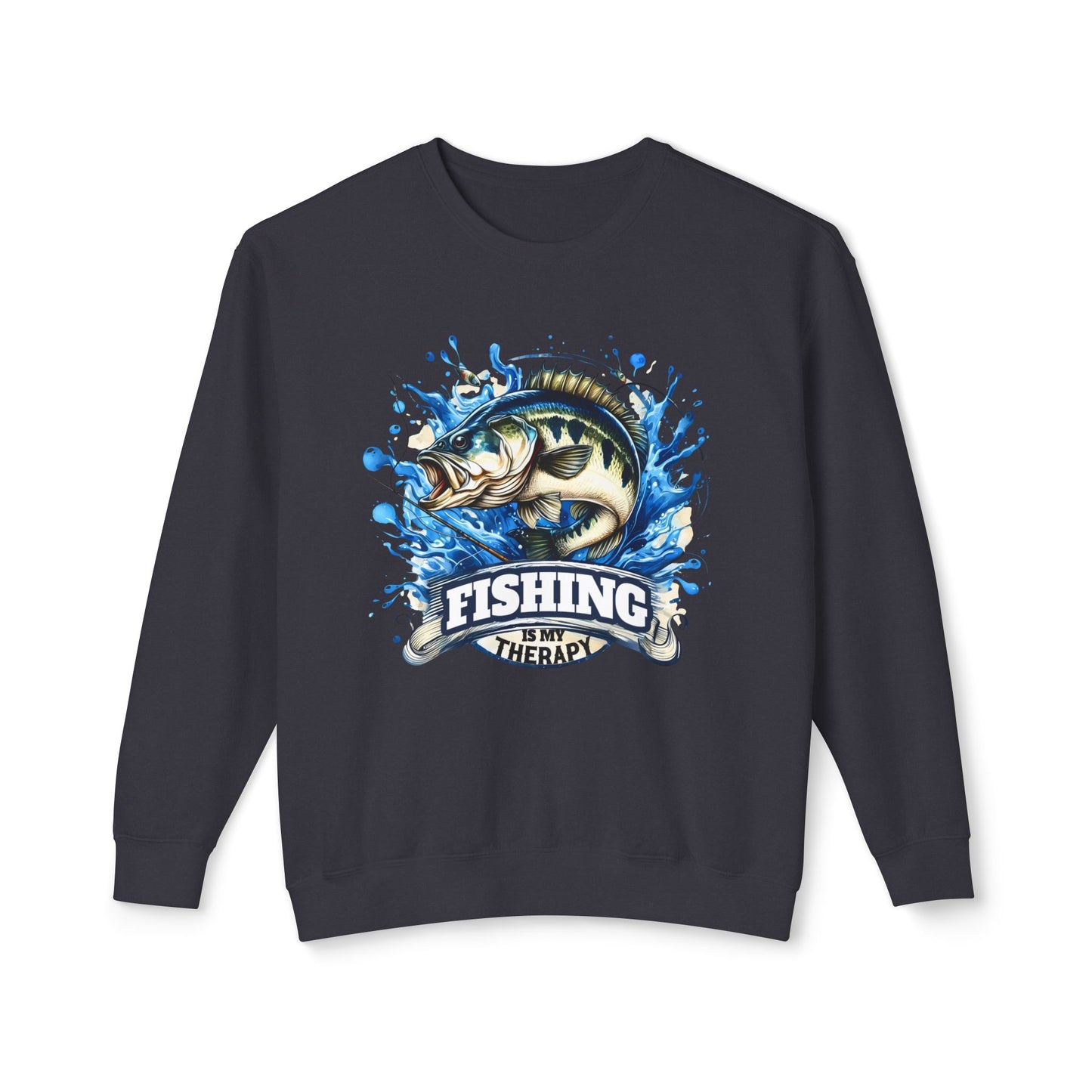 Fishing is My Therapy Unisex Lightweight Crewneck Sweatshirt